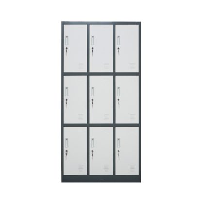 9-Door Gray & White Storage Cabinet
